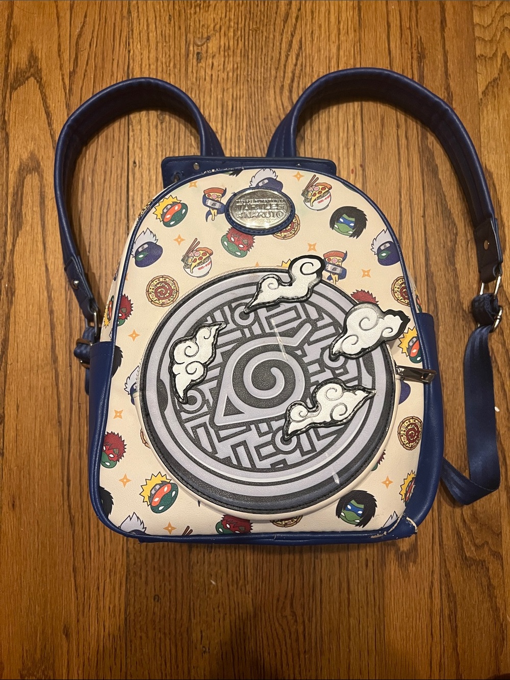 Nickelodeon Blue and Cream Mini Backpack with Character Badge Print